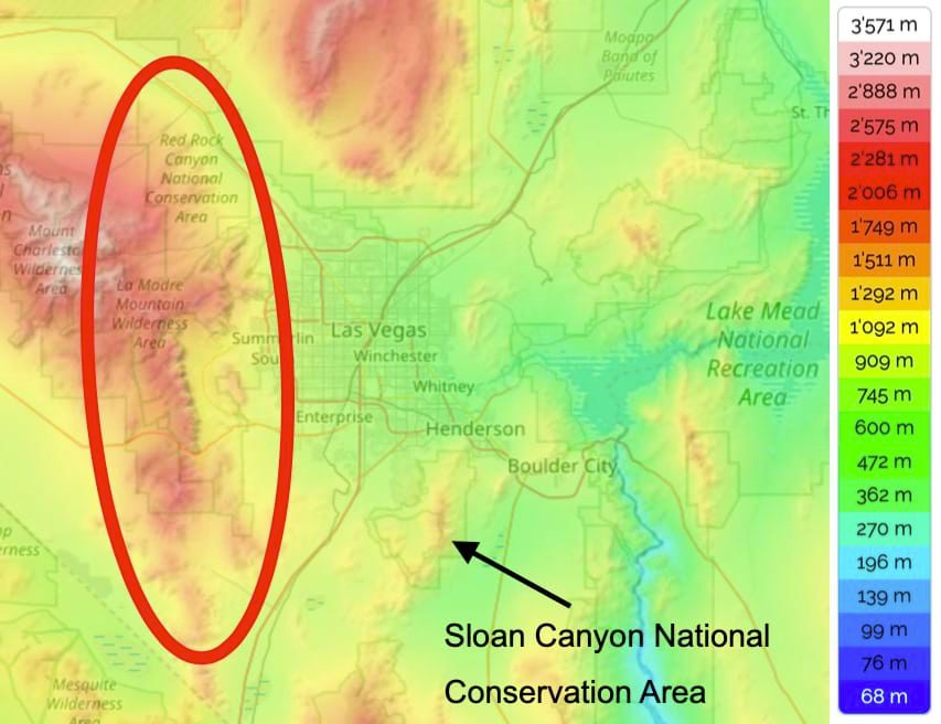 Abb. 2: Topografische Karte Nevada (Las Vegas)