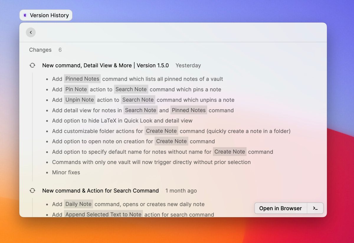 Store Changelog